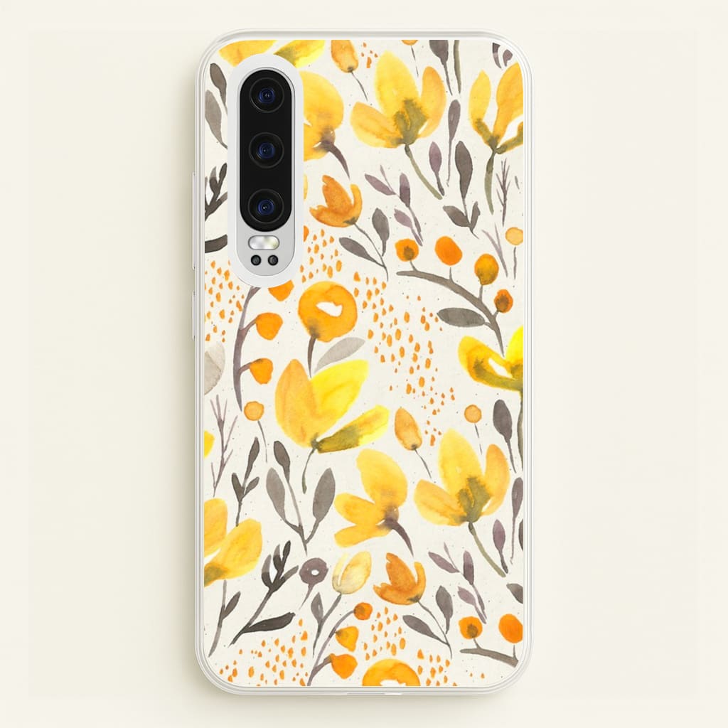 Yellow Field Floral - Floral Phone Case for Huawei P30