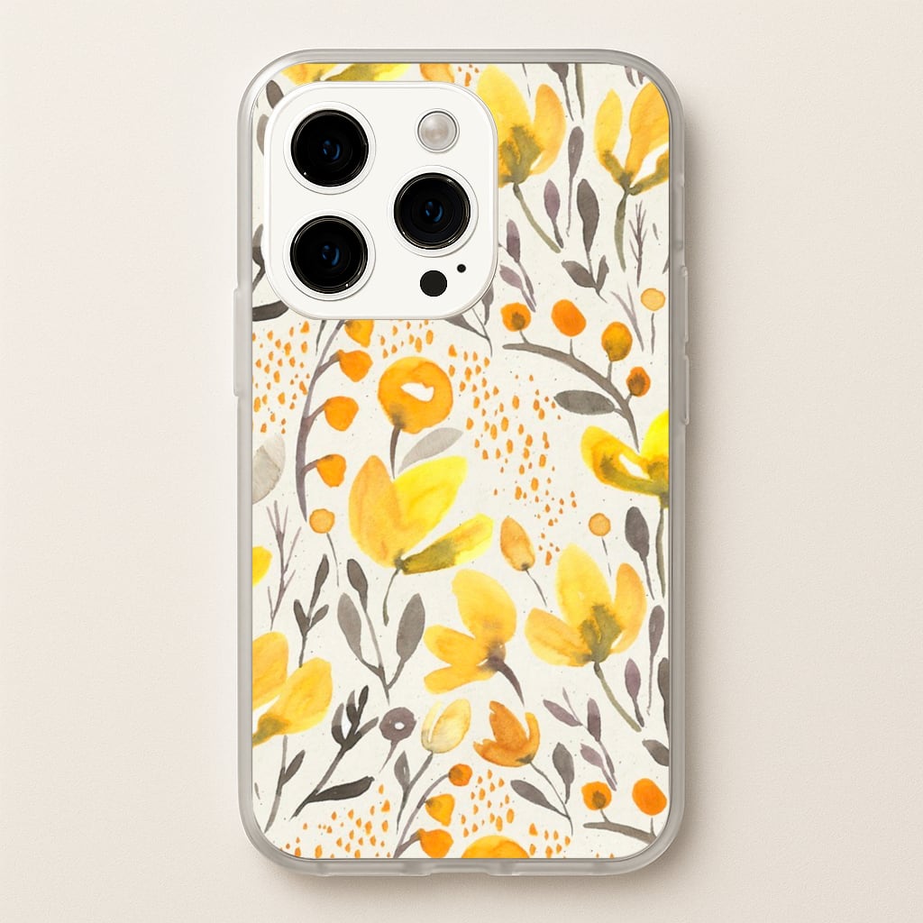 Yellow Field Floral - Floral Phone Case for iPhone 15 Pro