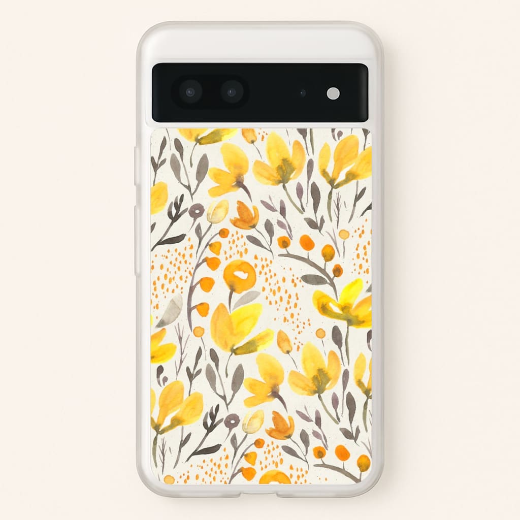 Yellow Field Floral - Floral Phone Case for Google Pixel 7