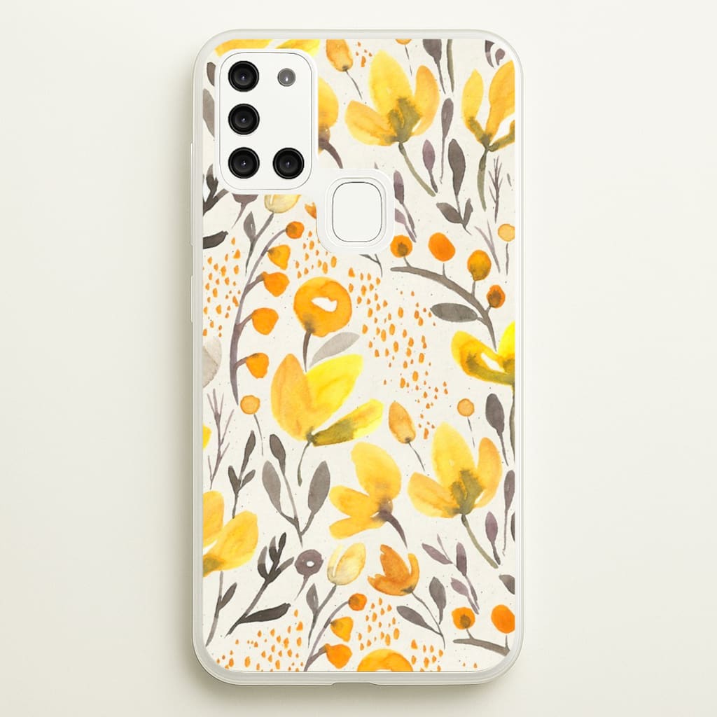 Yellow Field Floral - Floral Phone Case for Galaxy A21s