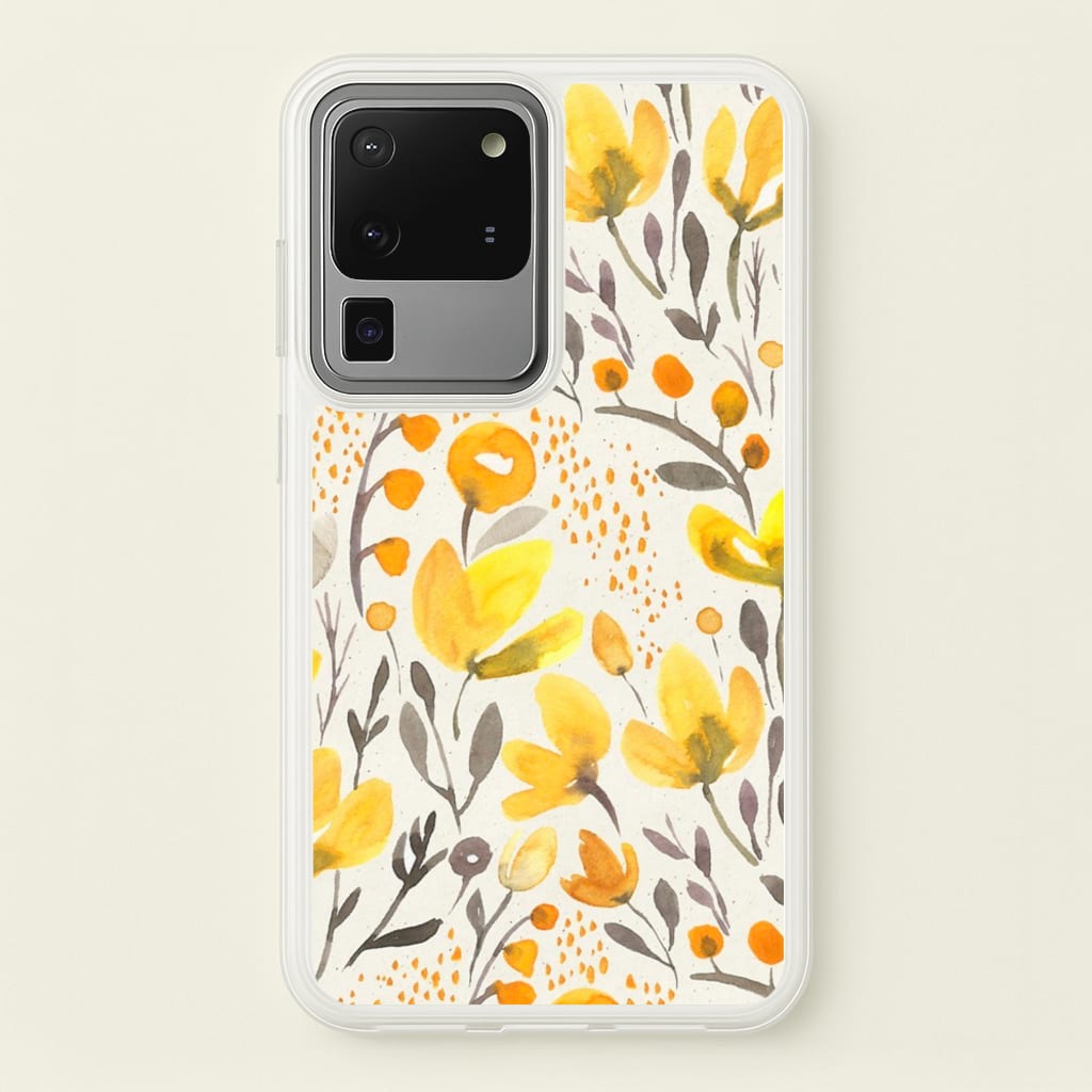 Yellow Field Floral - Floral Phone Case for Galaxy S20 Ultra
