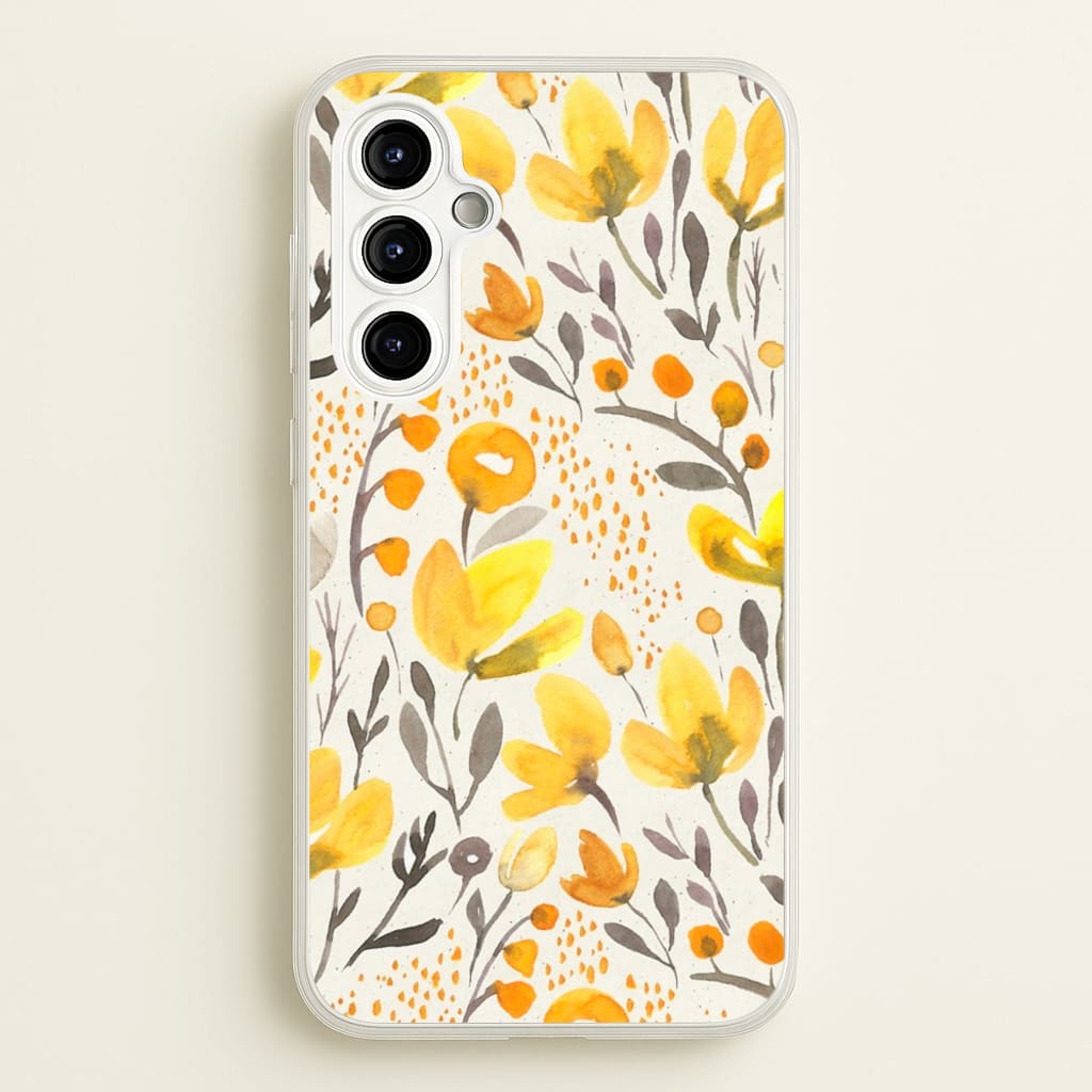 Yellow Field Floral - Floral Phone Case for Galaxy A54