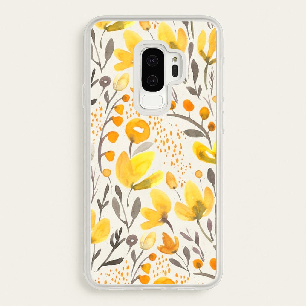 Yellow Field Floral - Floral Phone Case for Galaxy S9 Plus