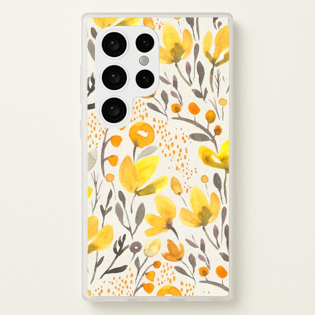 Yellow Field Floral - Floral Phone Case for Galaxy S24 Ultra