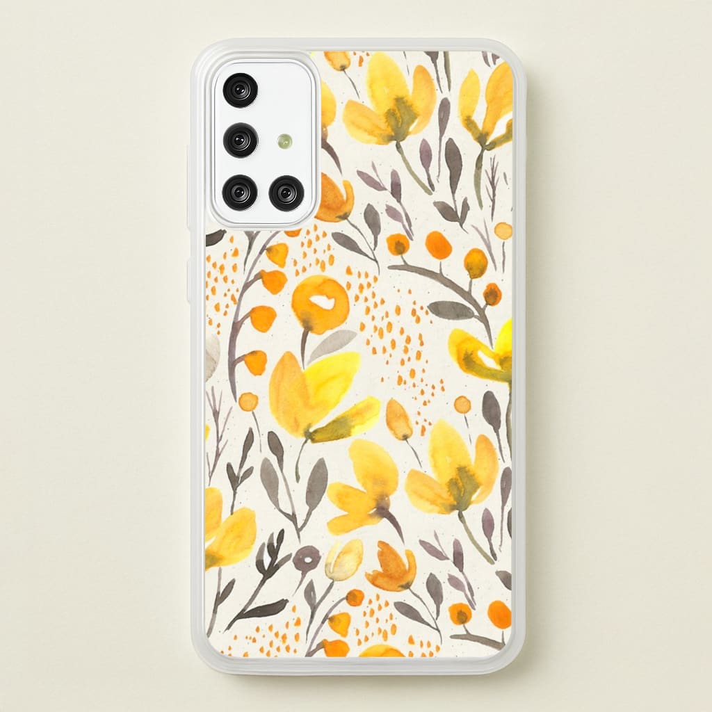 Yellow Field Floral - Floral Phone Case for Galaxy A71