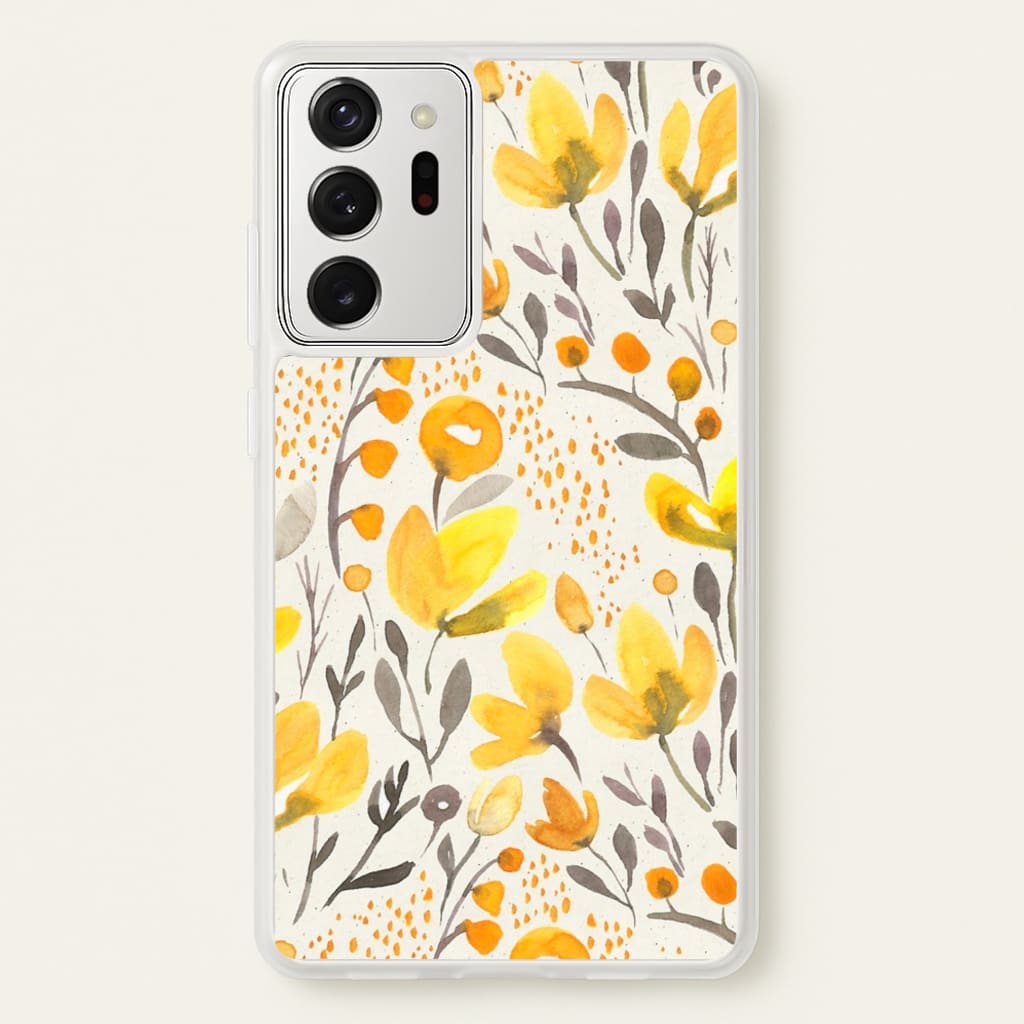 Yellow Field Floral - Floral Phone Case for Galaxy Note 20 Ultra