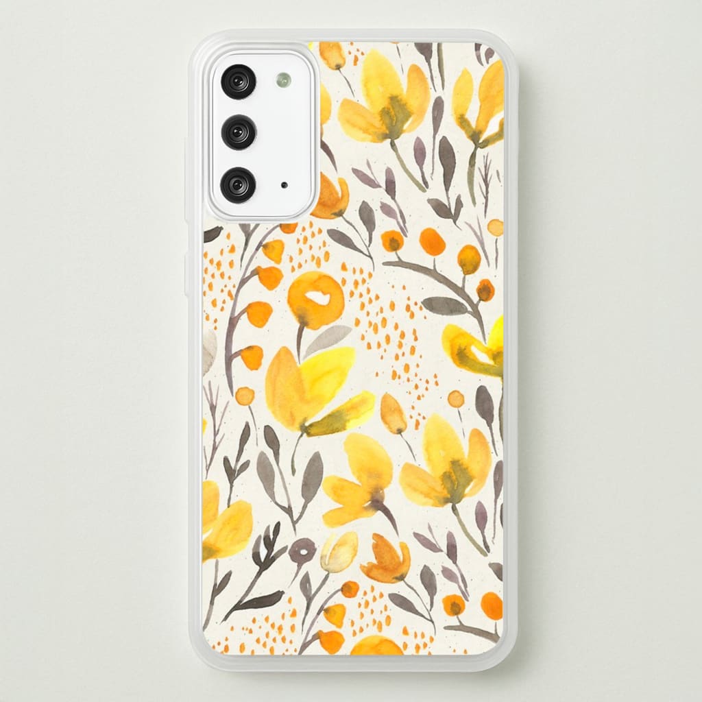 Yellow Field Floral - Floral Phone Case for Galaxy Note 20