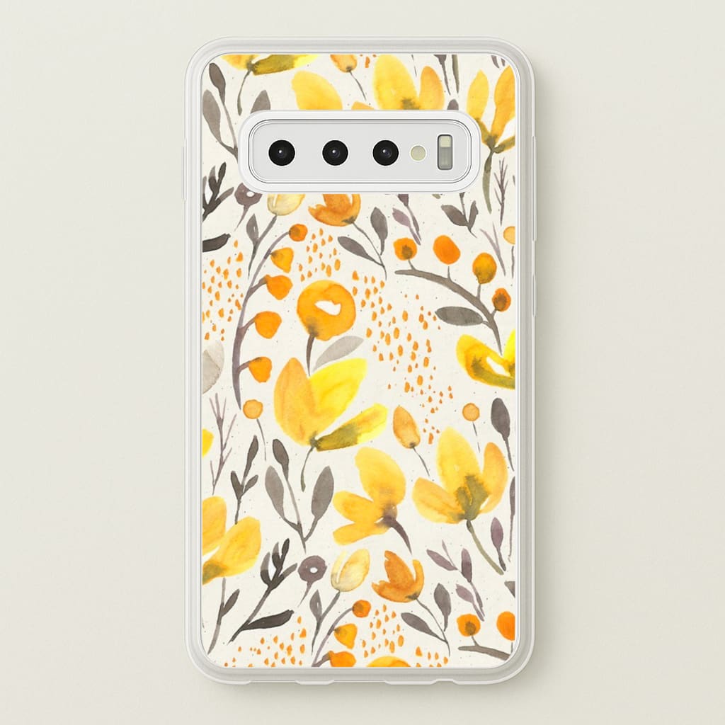 Yellow Field Floral - Floral Phone Case for Galaxy S10