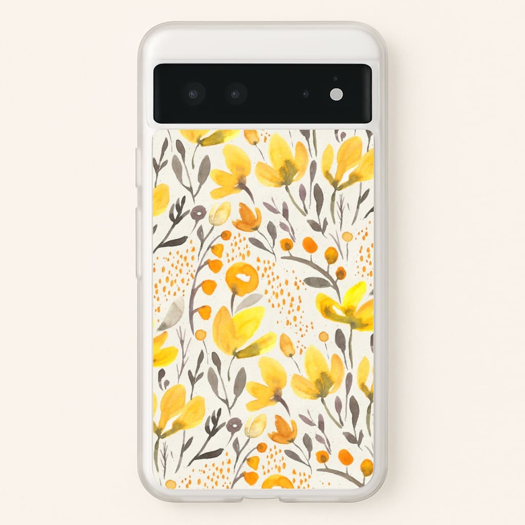 Yellow Field Floral - Floral Phone Case for Google Pixel 6