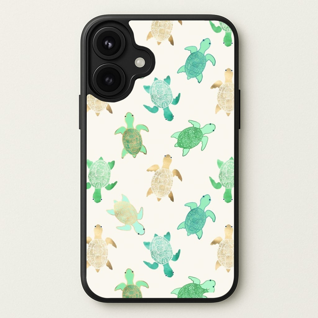 Gilded Jade & Mint Turtles Phone Case for iPhone 17