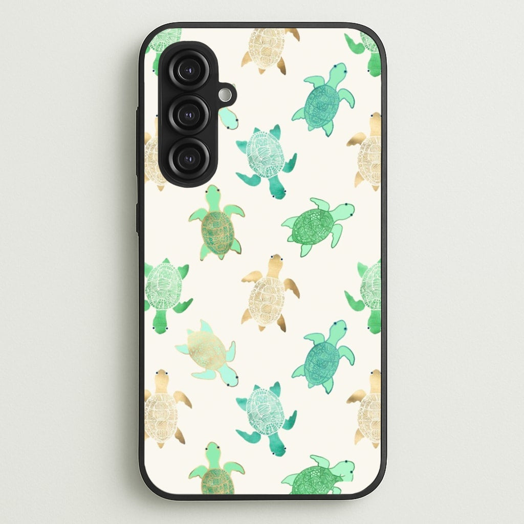 Gilded Jade & Mint Turtles - Phone Case for Galaxy S23FE