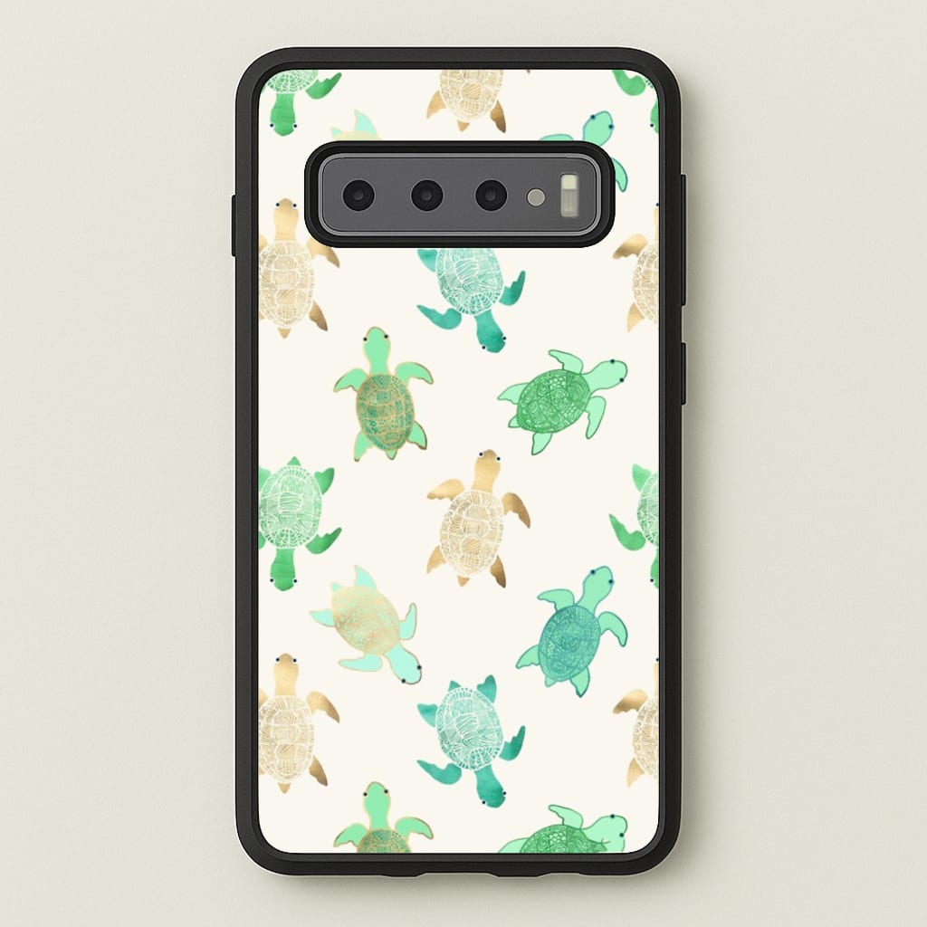 Gilded Jade & Mint Turtles - Phone Case for Galaxy S10