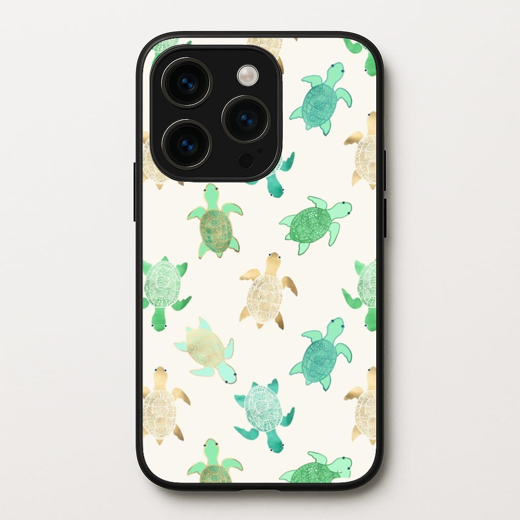 Gilded Jade & Mint Turtles - Phone Case for iPhone 15 Pro