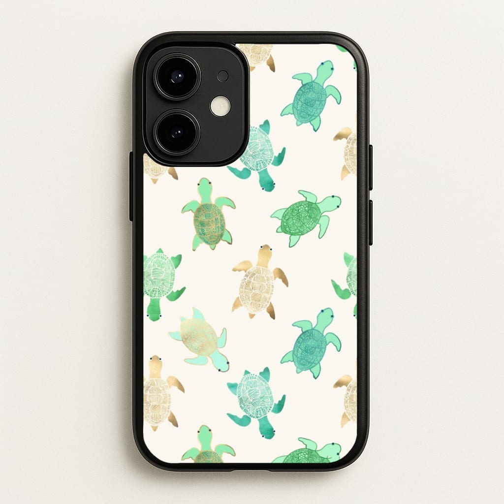 Gilded Jade & Mint Turtles - Phone Case for iPhone 12 Mini