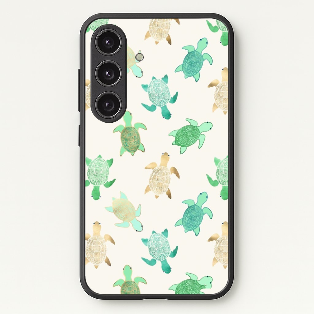 Gilded Jade & Mint Turtles - Phone Case for Galaxy S25 Plus