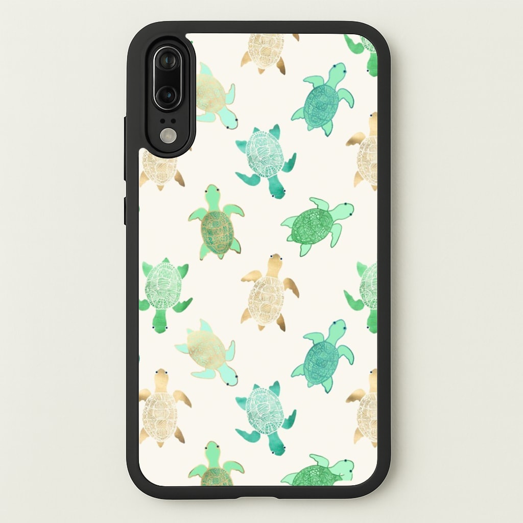 Gilded Jade & Mint Turtles - Phone Case for Huawei P20