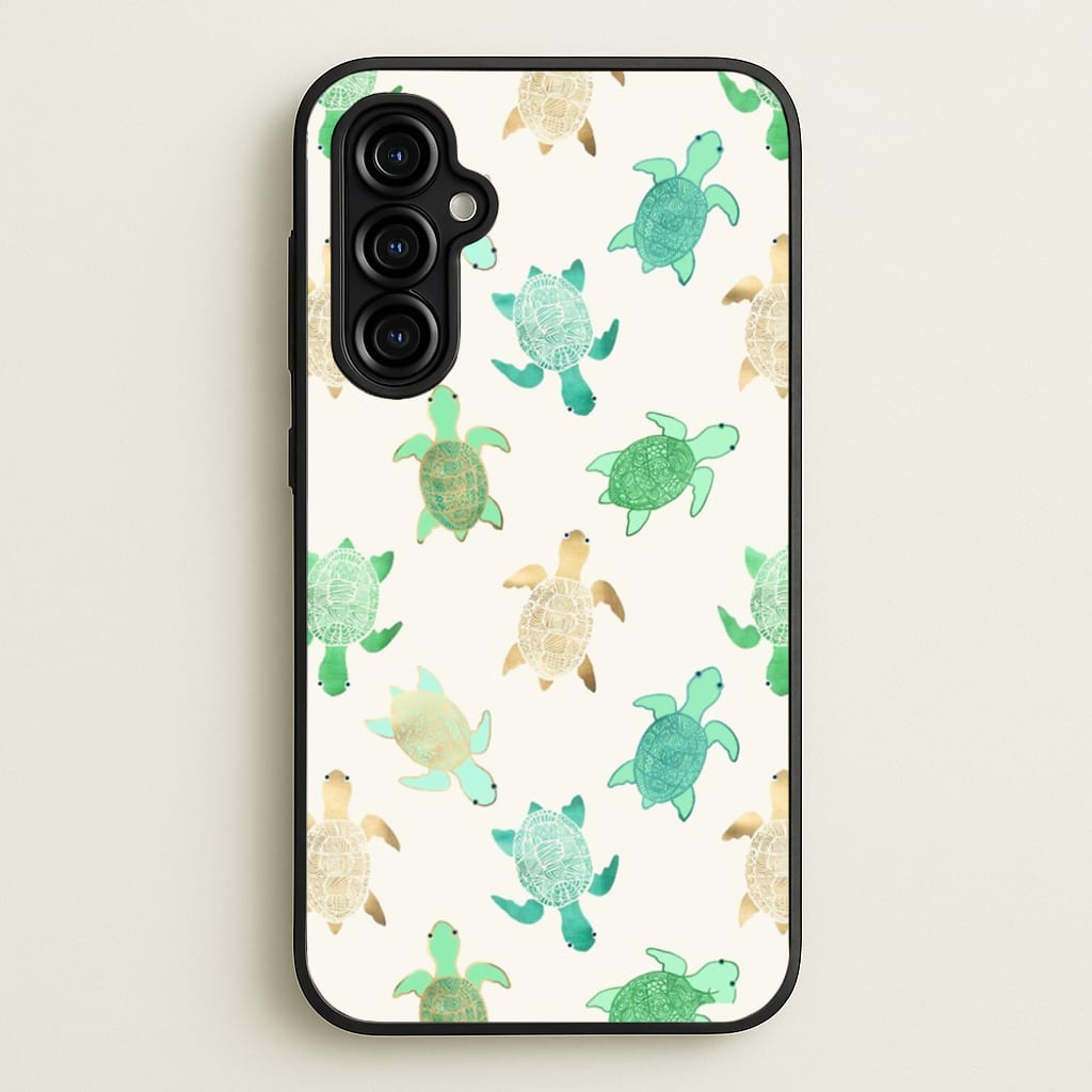 Gilded Jade & Mint Turtles - Phone Case for Galaxy A54