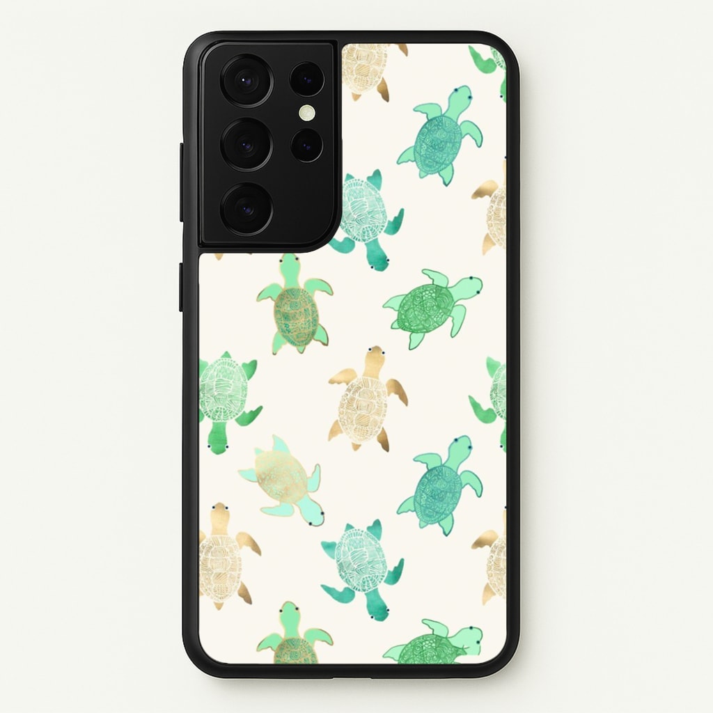 Gilded Jade & Mint Turtles - Phone Case for Galaxy S21 Ultra
