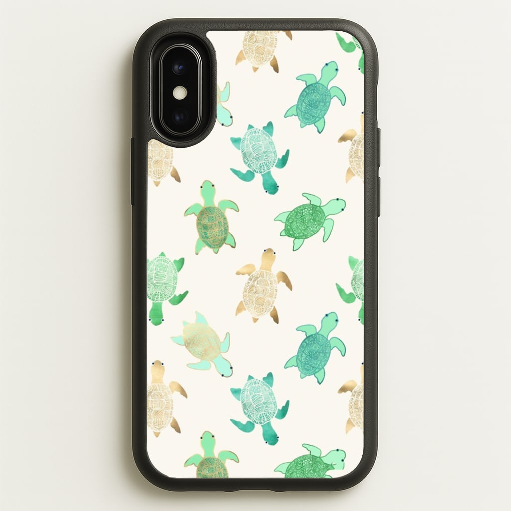 Gilded Jade & Mint Turtles - Phone Case for iPhone X / XS