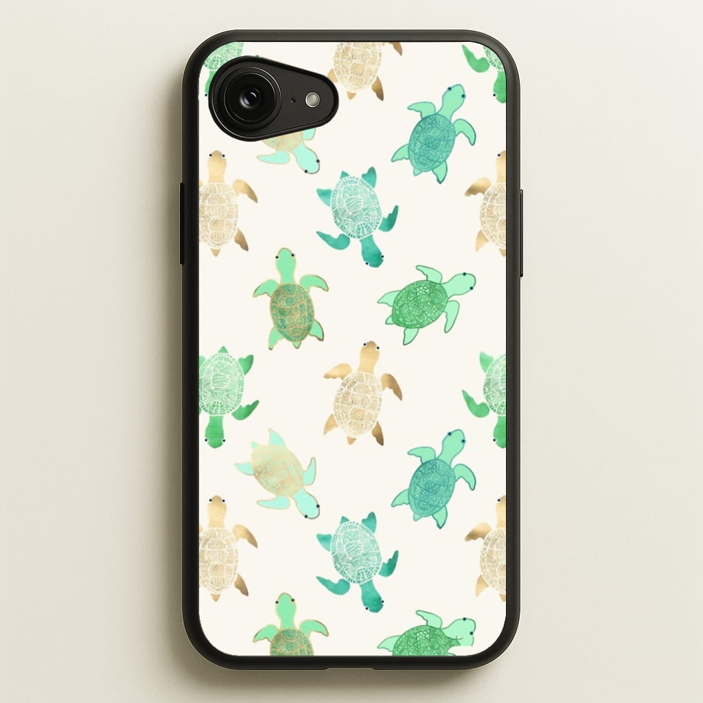 Gilded Jade & Mint Turtles - Phone Case for iPhone 16e