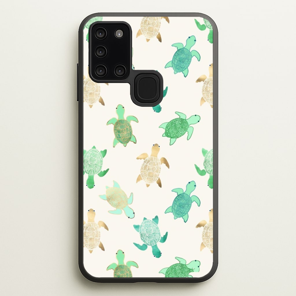 Gilded Jade & Mint Turtles - Phone Case for Galaxy A21s