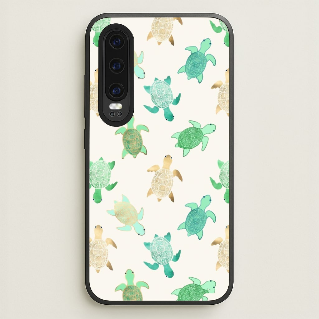 Gilded Jade & Mint Turtles - Phone Case for Huawei P30