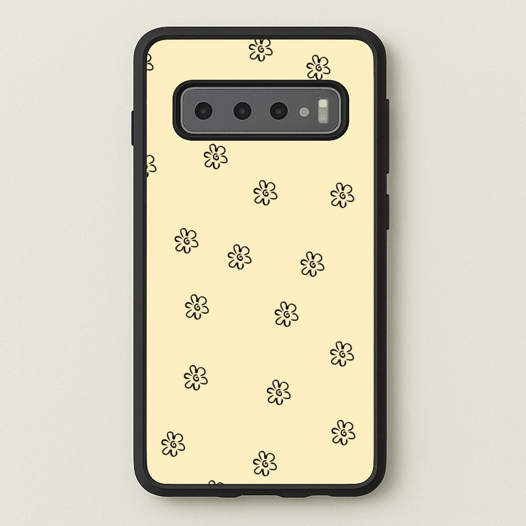 Detail Flower Pattern - Yellow - Abstract Patterns Phone Case for Galaxy S10