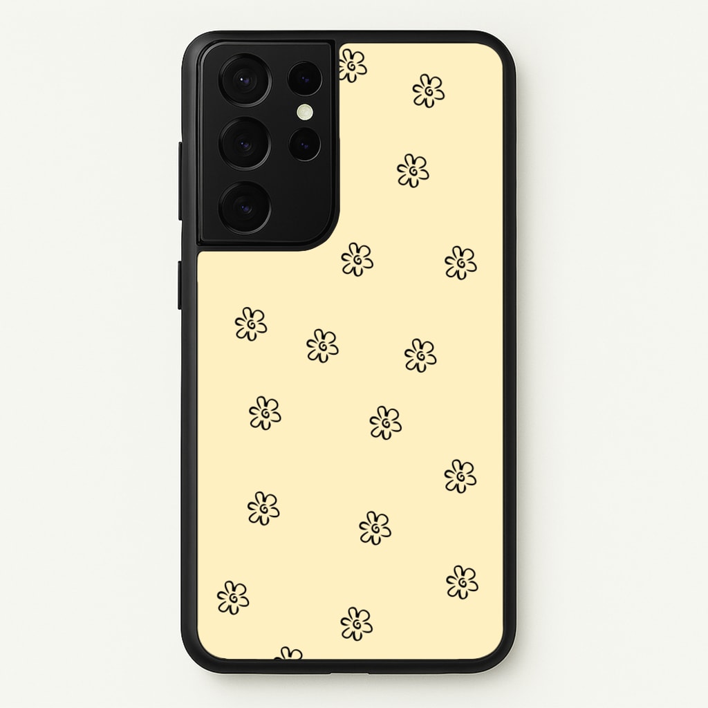 Detail Flower Pattern - Yellow - Abstract Patterns Phone Case for Galaxy S21 Ultra