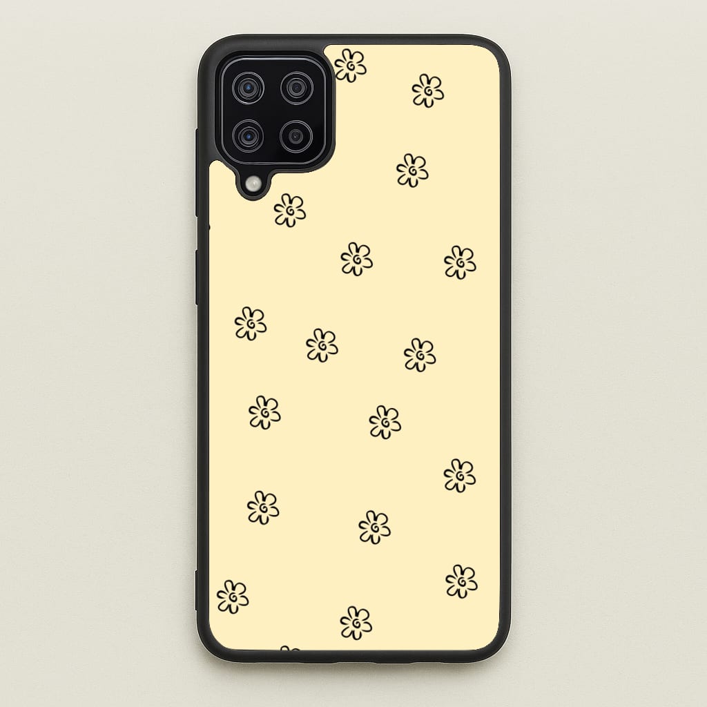 Detail Flower Pattern - Yellow - Abstract Patterns Phone Case for Galaxy A12