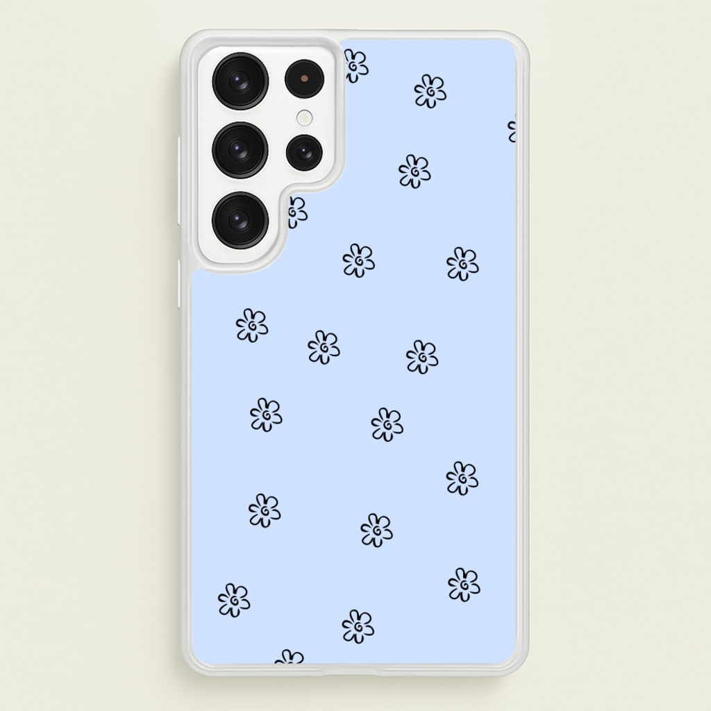 Detail Flower Pattern - Blue - Phone Case for Galaxy S22 Ultra