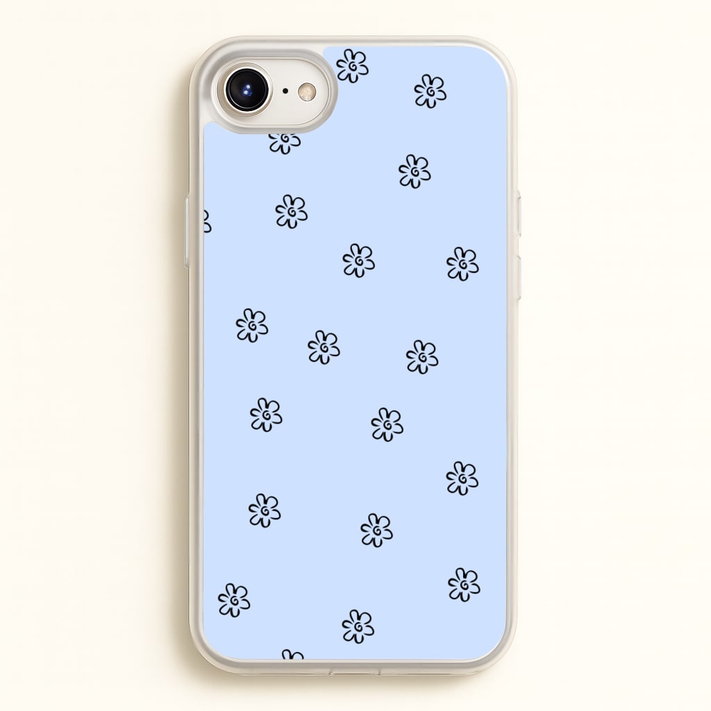 Detail Flower Pattern - Blue - Phone Case for iPhone 6 Plus / 7 Plus / 8 Plus