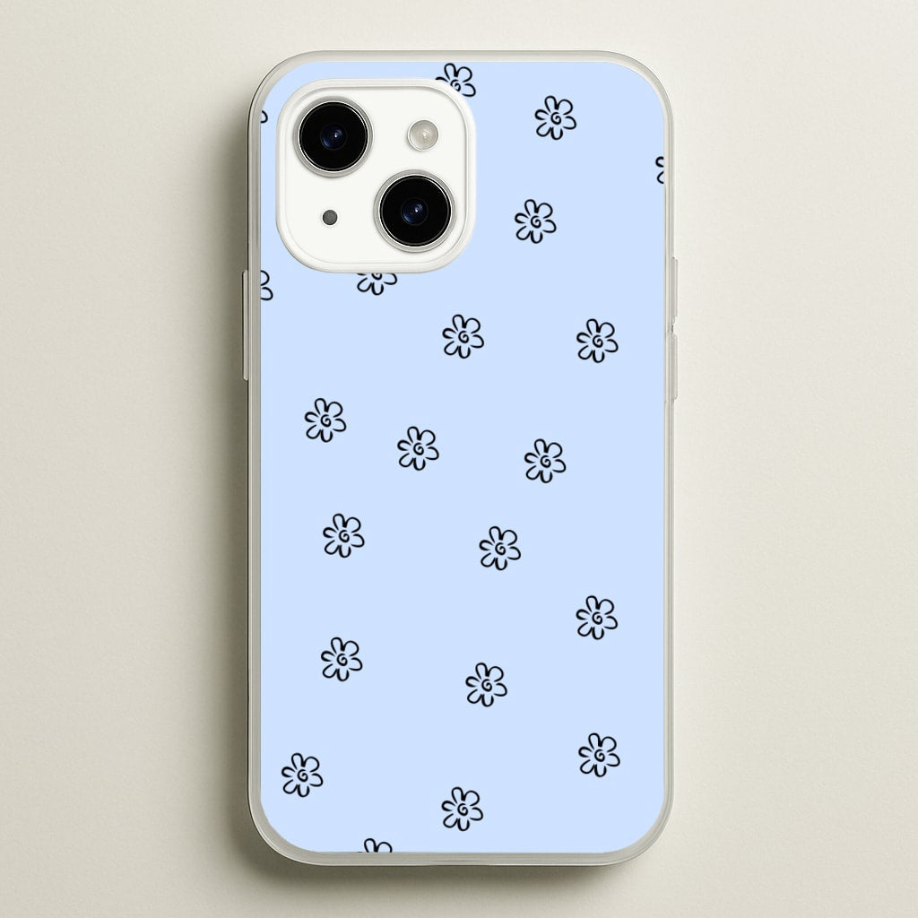 Detail Flower Pattern - Blue - Phone Case for iPhone 14 Plus
