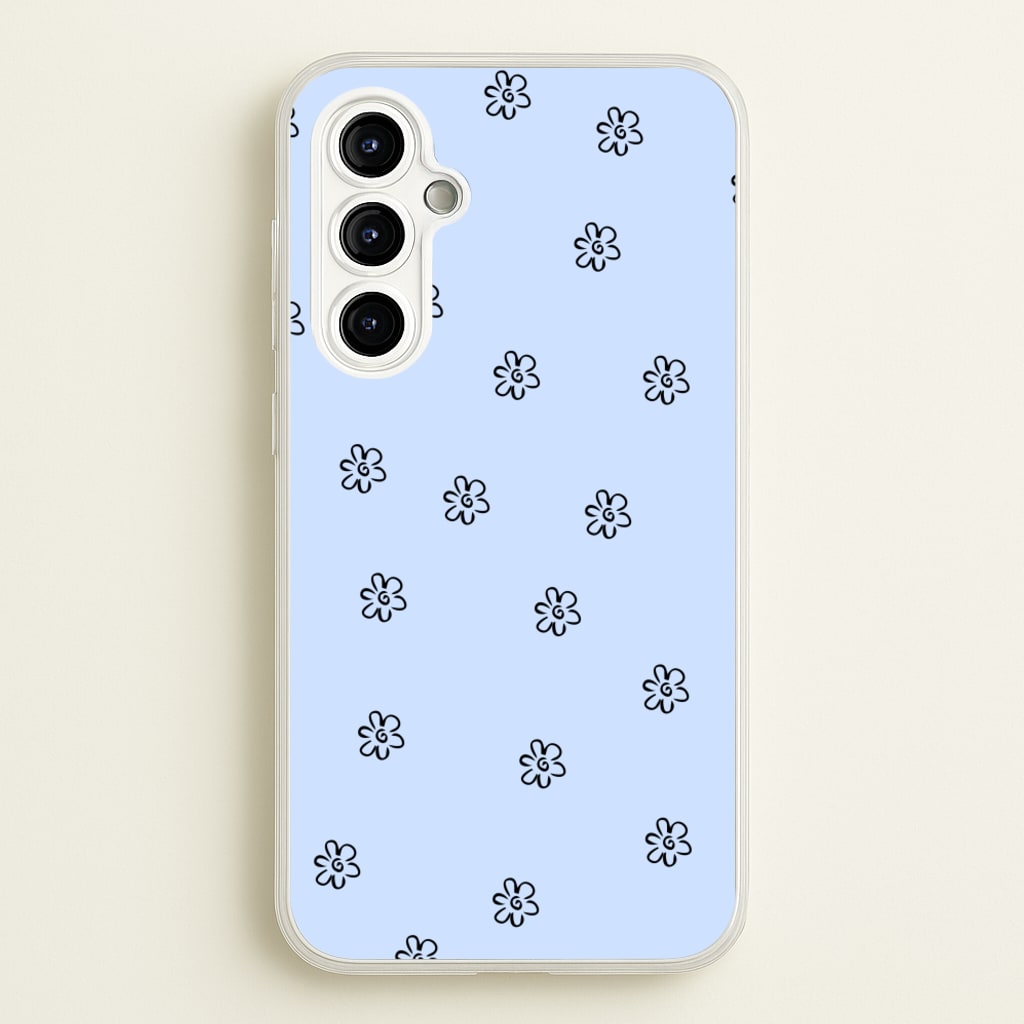 Detail Flower Pattern - Blue - Phone Case for Galaxy A54