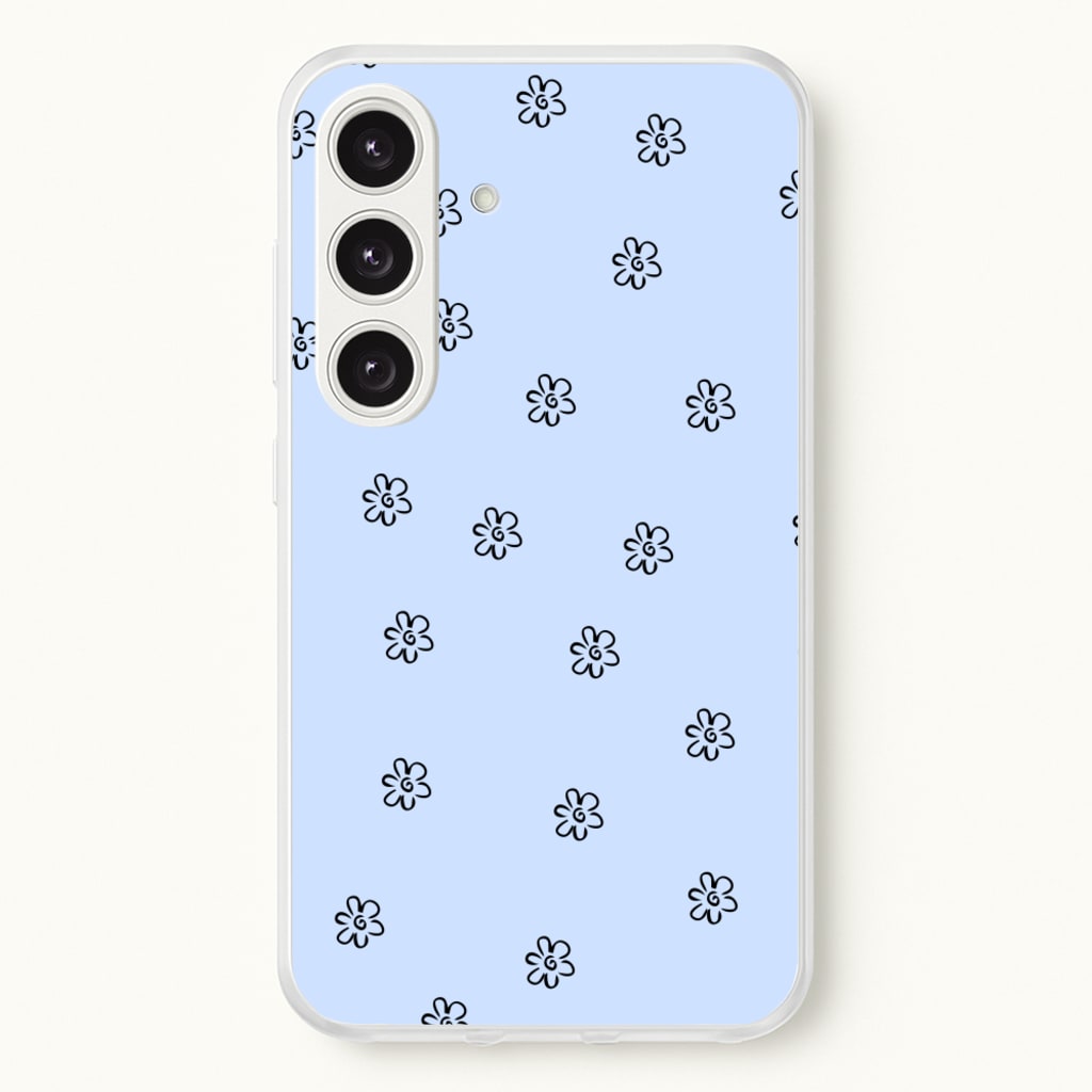 Detail Flower Pattern - Blue - Phone Case for Galaxy S24 Plus