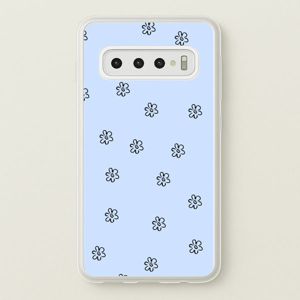 Detail Flower Pattern - Blue - Phone Case for Galaxy S10 Plus