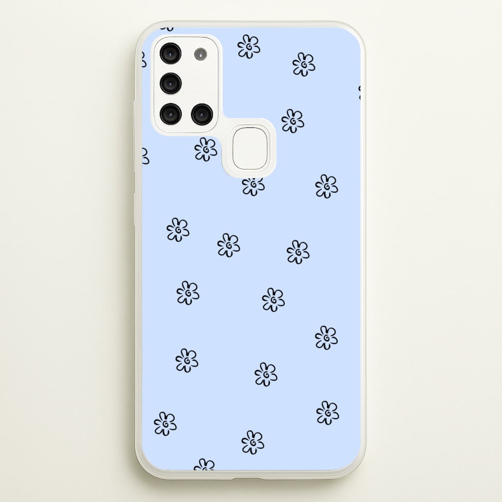 Detail Flower Pattern - Blue - Phone Case for Galaxy A21s