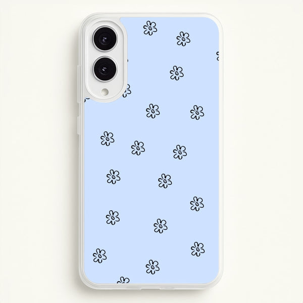 Detail Flower Pattern - Blue - Phone Case for Galaxy S25 Edge