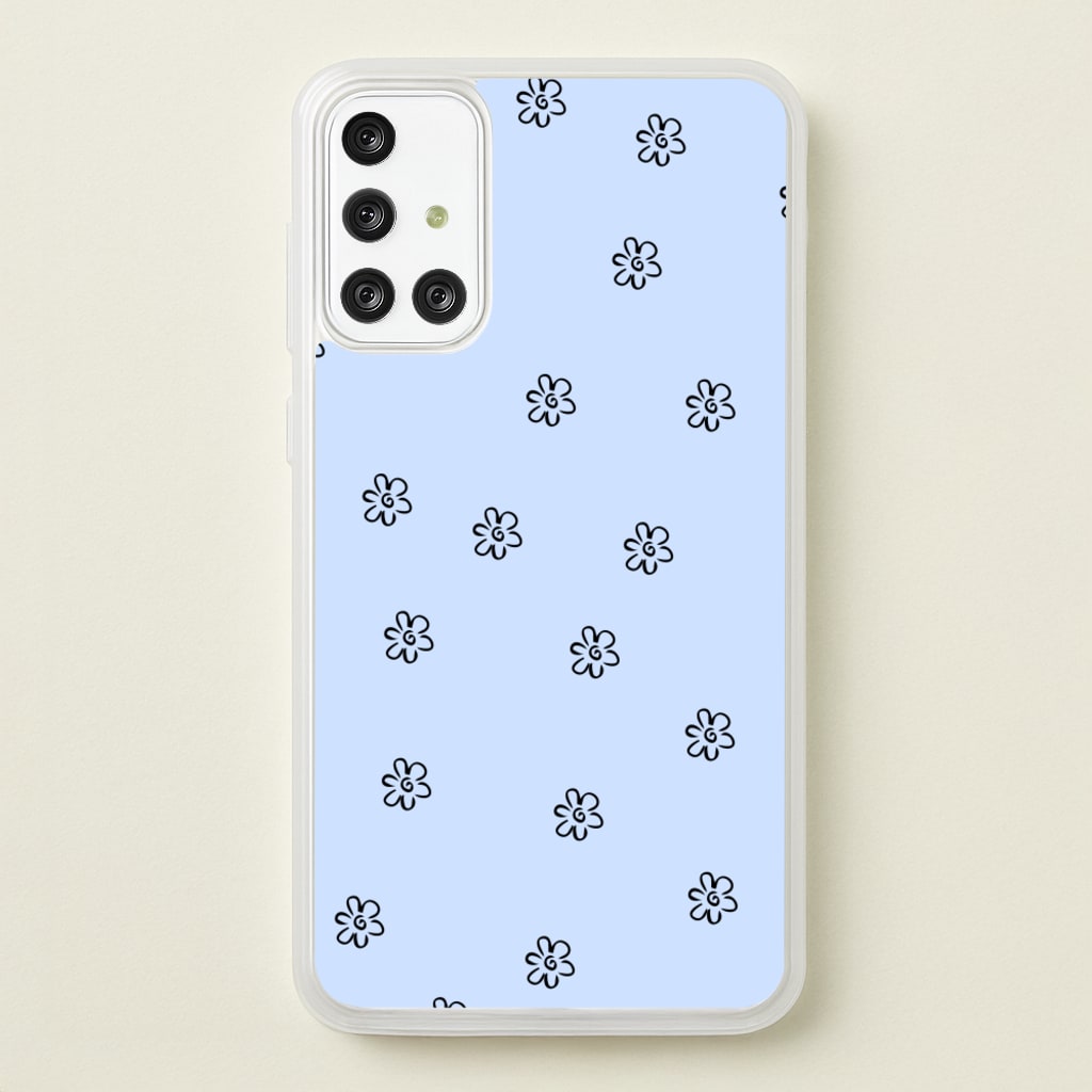 Detail Flower Pattern - Blue - Phone Case for Galaxy A71