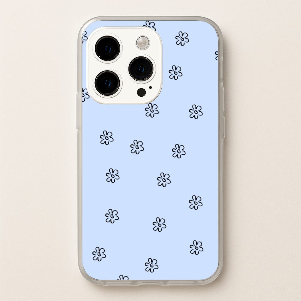 Detail Flower Pattern - Blue - Phone Case for iPhone 15 Pro Max