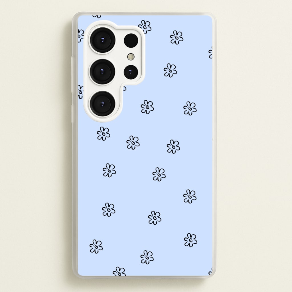 Detail Flower Pattern - Blue - Phone Case for Galaxy S25 Ultra