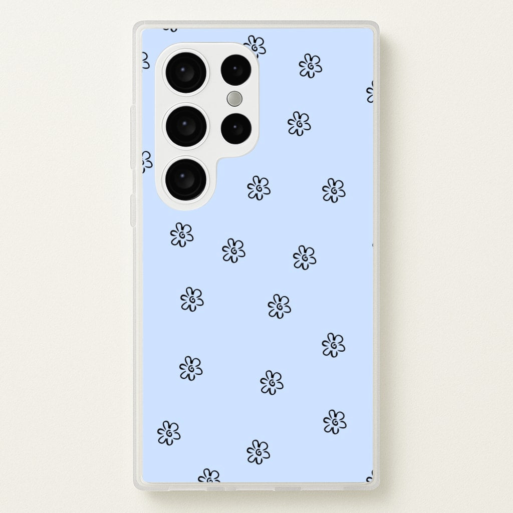 Detail Flower Pattern - Blue - Phone Case for Galaxy S24 Ultra