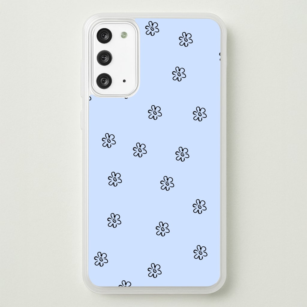 Detail Flower Pattern - Blue - Phone Case for Galaxy Note 20