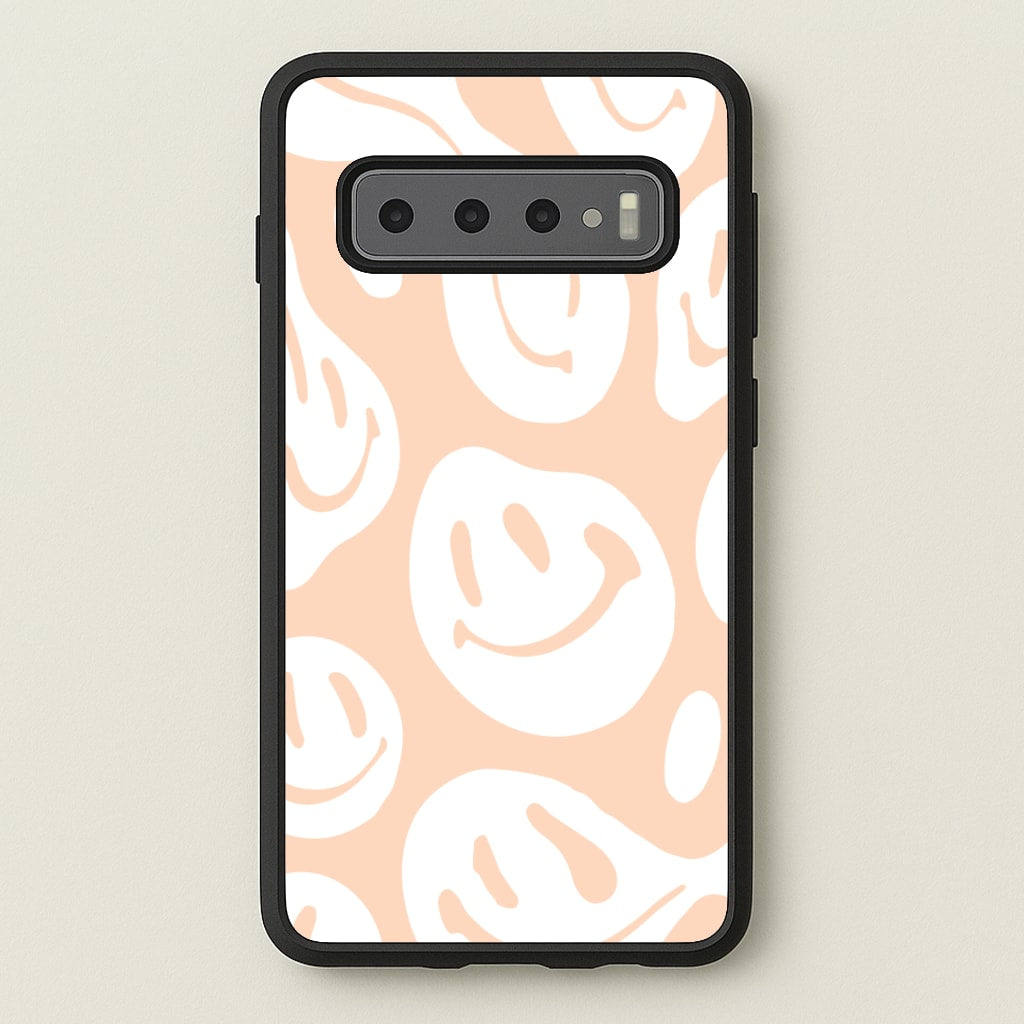 Trippn Smiley - Orange - Abstract Patterns Phone Case for Galaxy S10 Plus