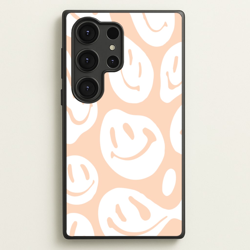 Trippn Smiley - Orange - Abstract Patterns Phone Case for Galaxy S25 Ultra
