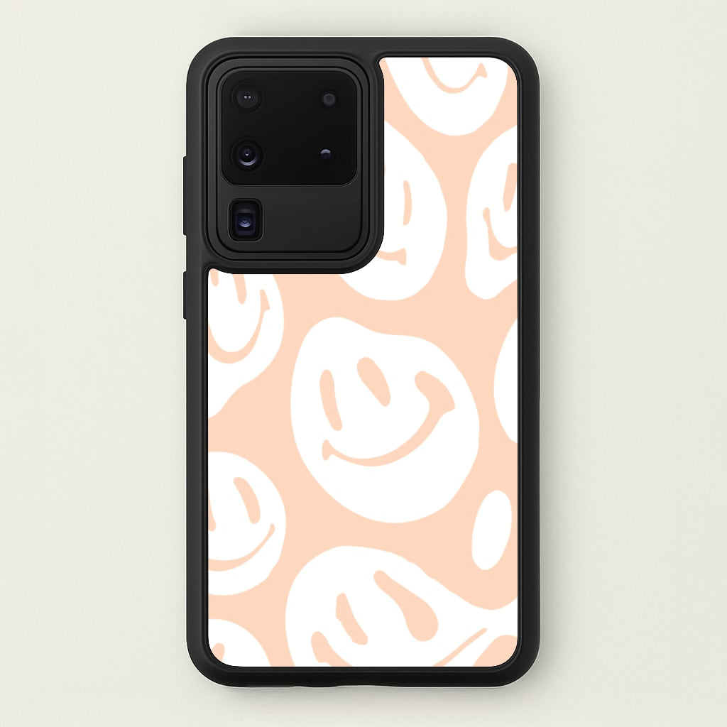 Trippn Smiley - Orange - Abstract Patterns Phone Case for Galaxy S20 Ultra
