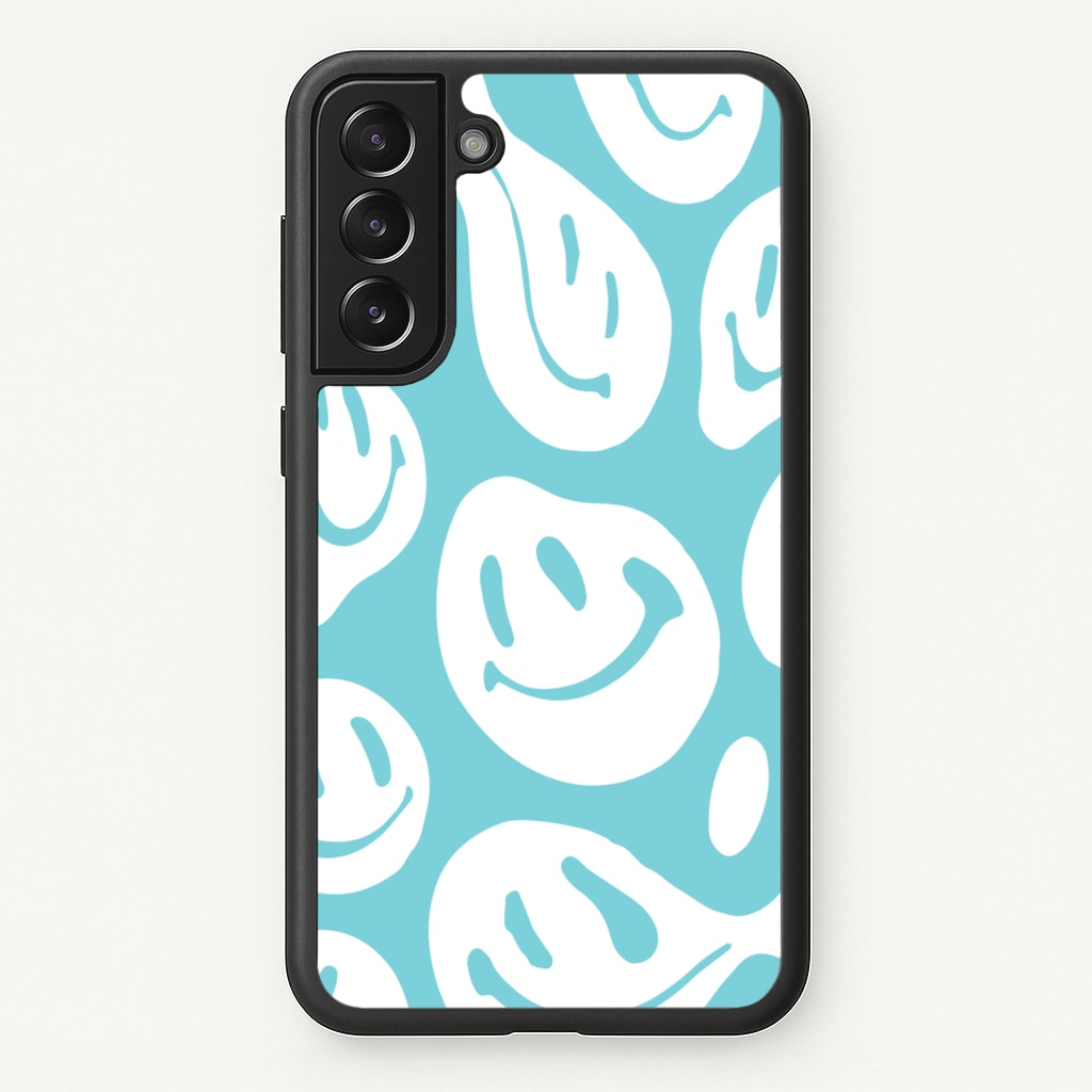 Trippn Smiley - Blue - Abstract Patterns Phone Case for Galaxy S21 Plus