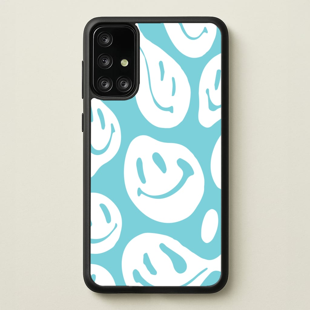 Trippn Smiley - Blue - Abstract Patterns Phone Case for Galaxy A71