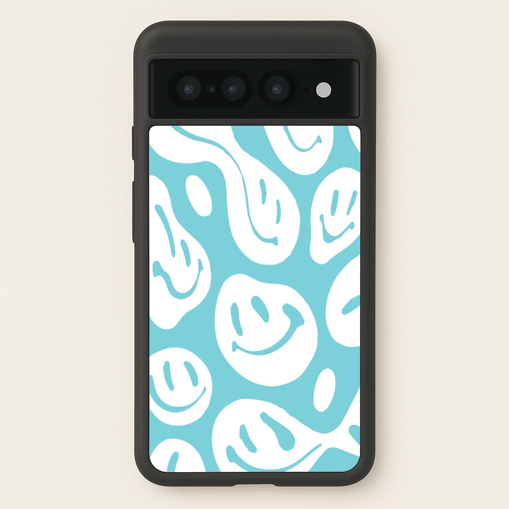 Trippn Smiley - Blue - Abstract Patterns Phone Case for Google Pixel 7 Pro
