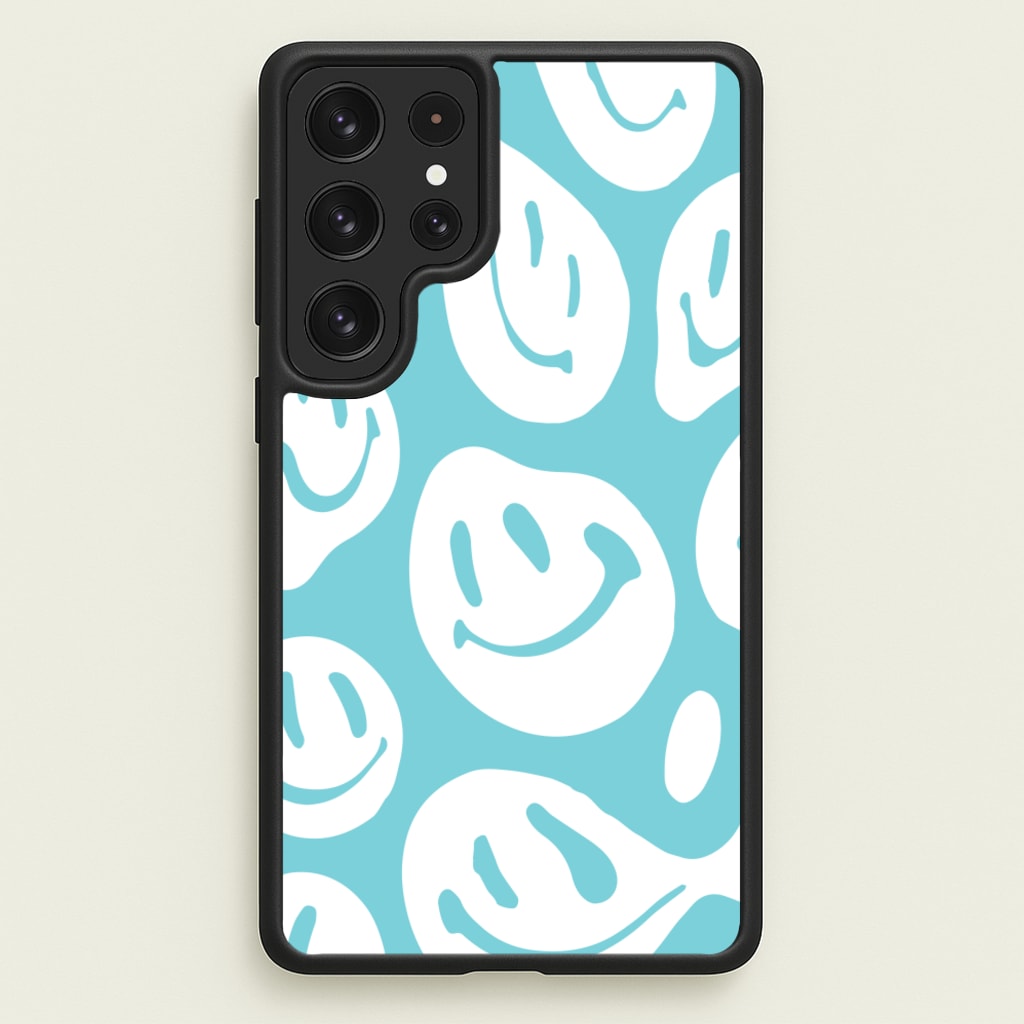 Trippn Smiley - Blue - Abstract Patterns Phone Case for Galaxy S22 Ultra