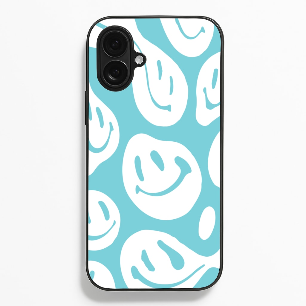 Trippn Smiley - Blue - Abstract Patterns Phone Case for iPhone 16 Plus